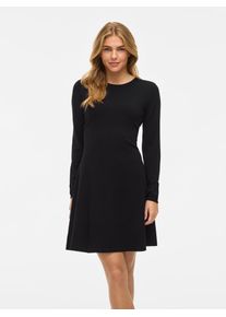 Strickkleid Vila "VICOMFY A-LINE O-NECK KNIT DRESS - NOOS", Damen, Gr. XS, N-Gr, Langarm, Feinstrick, schwarz, Feinstrick, Obermaterial: 51% Viskose, 27% Polyester, 22% Polyamid, unifarben, regular fit kniefrei, Rundhals, Kleider Strickkleid, Materialmix, normal geschnitten