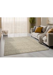 Wollteppich OCI DIE TEPPICHMARKE "ATRIUM HANDWEB , auch als L&auml;ufer und in Rund erh&auml;ltlich", hellbeige, creme, B:200cm H:12mm L:300cm, Obermaterial: 70% Wolle, 25% Baumwolle, 5% Polyester, Teppiche, Wollteppich, 70% Wolle, handgewebt, Naturfasern, Wendeteppich, Wohnzimmer