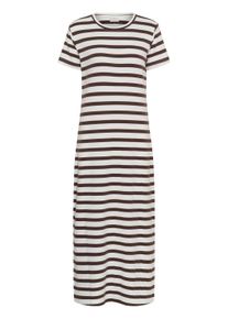 Midikleid Kaffe "Damen Kleid KAellen", Damen, Gr. L, N-Gr, wei&szlig; (chalk, chocolate braun stripes), Obermaterial: 45% Polyester PES. 25% Baumwolle CO. 25% Viskose CV. 5% Elasthan EL., Kleider Midikleid