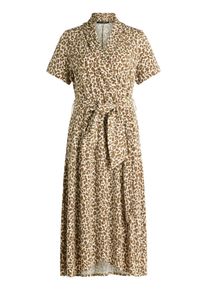 Midikleid Betty Barclay "Midikleid mit Volant", Damen, Gr. 46, EURO, beige (beige, khaki), Obermaterial: 94% Polyester PES. 6% Elasthan EL., Kleider Midikleid