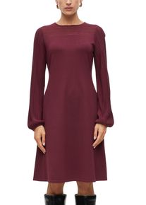 Strickkleid s.Oliver BLACK LABEL, Damen, Gr. 46, N-Gr, Langarm, Strick, rot (maroon rot), Strick, Obermaterial: 71% Viskose, 29% Polyester, unifarben, kniefrei, Rundhals, elastischer Bund, Kleider Strickkleid, knielang, mit feiner Strick-Struktur / Langarm