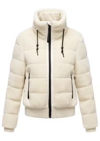 Pl&uuml;schjacke Navahoo "Pl&uuml;schjacke Schneepuder 14", Damen, Gr. XS, wei&szlig; (sanftes wei&szlig;), Obermaterial: 100% Polyester PES. Obermaterial: Futter: 100% Polyester PES. 100% Polyester PES., gerade h&uuml;ftbedeckend, hoch geschlossener Ausschnitt, eng B&uuml;ndchen, Jacken Pl&uuml;schjacke, warme Damen Teddyjacke f&uuml;r den Winter