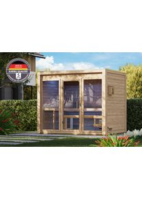 Saunahaus Karibu "Micore 3", braun (naturbelassen), Saunaofen, externe Steuerung, 9 kW, Saunen, Saunahaus, verschiedene Varianten