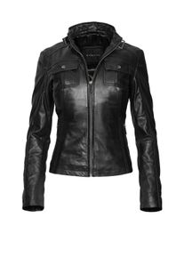 Lederjacke Bugatti "Bugatti Lederjacke", Damen, Gr. 38, schwarz, Obermaterial: 100% Lammleder LEL., uni, regular fit, Jacken Lederjacke, aus hochwertigem Leder