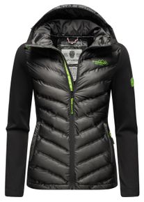 Outdoorjacke Navahoo "&Uuml;bergangsjacke Nimm Mich Mit", Damen, Gr. M, schwarz, Obermaterial: 100% Polyester PES. Obermaterial: 68% Viskose CV. 27% Polyester PES. 5% Elasthan EL. Futter: 100% Polyester PES. 100% Polyester PES., figurbetont h&uuml;ftlang, &Auml;rmel ohne &Auml;rmelschlitz Umschlagsaum, Jacken Outdoorjacke, stylische &Uuml;bergangsjacke mit Kapuze