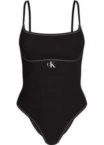 Badeanzug, Damen, Gr. XL (42), N-Gr, schwarz, Jersey, Obermaterial: 67% Nylon, 33% Elasthan, Calvin Klein Underwear, unifarben, Badeanz&uuml;ge Badeanzug, K&ouml;rpernahe Passform mit verstellbaren Tr&auml;gern