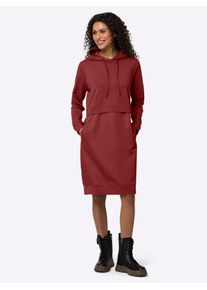 Shirtkleid Heine "Shirtkleid", Damen, Gr. 50, Normalgr&ouml;&szlig;en, rot (dunkelrot), 95% Baumwolle, 5% Elasthan, Besatz:100% Polyester, unifarben, kurz, Kleider Shirtkleid
