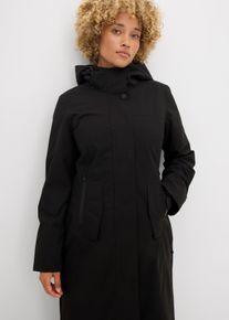 Regenmantel bonprix, Damen, Gr. 50, schwarz, Obermaterial: 100% Polyester. Futter: 100% Polyester, loose fit, M&auml;ntel Regenmantel, wasserdichter Kurzmantel, Langarm-Ausf&uuml;hrung, aus Polyester, Loose Fit