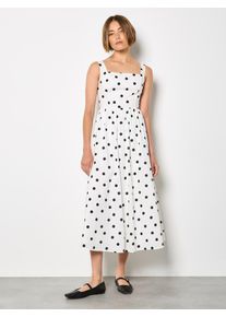 Midikleid Apricot "Midi-Kleid mit Polka-Dot", Damen, Gr. M (38), N-Gr, schwarz (wei&szlig;), gewebt, Obermaterial: 100% Baumwolle CO., Kleider Midikleid, mit Smokdetails