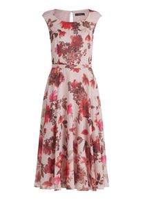 Cocktailkleid Vera Mont "Cocktailkleid mit Print", Damen, Gr. 48, EURO, wei&szlig; (cream, rot), Obermaterial: 100% Polyester PES., Kleider Cocktailkleid
