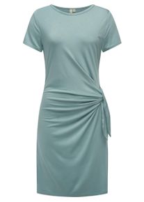 Shirtkleid Ragwear "Shirtkleid Knotta", Damen, Gr. XXL, N-Gr, blau (aqua), Obermaterial: 95% Viskose CV. 5% Elasthan EL., Kleider Shirtkleid
