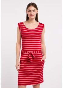 Minikleid Ragwear "TAGG STRIPES", Damen, Gr. XXL, N-Gr, Kurzarm, Jersey, rot, Jersey, Obermaterial: 50% Polyester, 50% Viskose, gestreift, kniefrei, Rundhals, Kleider Minikleid, Flie&szlig;ende Viskosemischung mit Streifen und Bindeband