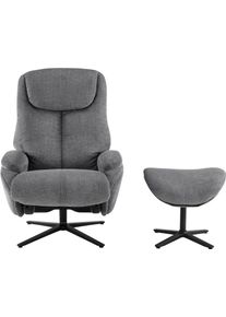 Relaxsessel OTTO HOME "Sessel SELLIA Relaxsessel, TV-Sessel mit Hocker,Drehsessel 360", anthrazit, B:79cm H:110cm T:82cm, Webstoff 100% Polyester, Sessel, Relaxsessel, Verstellbare Neigung (115-160) f&uuml;r Relax- und Liegeposition