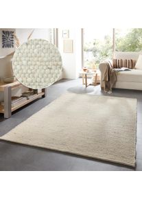Wollteppich Theko "Alm-Gl&uuml;ck, Handwebteppich" Gr. 4, beige (natural), B:160cm H:12mm L:230cm, Schurwolle, Teppiche, Wollteppich, reine Schurwolle, meliert, handgewebt, Wendeteppich, auch als L&auml;ufer