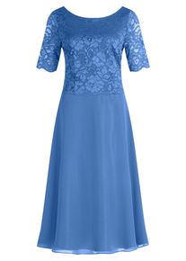 Cocktailkleid Vera Mont "Cocktailkleid mit Spitze", Damen, Gr. 38, EURO, blau (paris blau), Obermaterial: 100% Polyester Pol. recyc.., Kleider Cocktailkleid