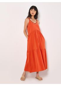 Midikleid Apricot "Shell Detail Midaxi Dress", Damen, Gr. XL (42), N-Gr, orange, Obermaterial: 100% Baumwolle CO., unifarben, Kleider Midikleid, mit Tr&auml;gern