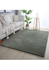Hochflor-Teppich Ayyildiz Teppiche "POUFFY 5100 , auch als L&auml;ufer und Rund", gr&uuml;n, B:60cm H:20mm L:110cm, Polyester, Teppiche, Hochflor-Teppich, L&auml;ufer, weicher glatter Softflor, Kaninchen Fell Haptik, waschbar