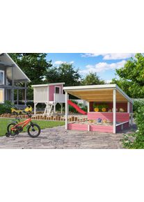 Sandkasten Nordic Holz "PIPPI 2", rosa (hellrosa), B:214cm H:178,98cm T:270cm, Massivholz, Sandk&auml;sten, Sandkasten, Spielelement mit &Uuml;berdachung, BxTxH: 214x270x179 cm