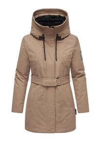 Winterjacke Navahoo "Parka Eishauch 14", Damen, Gr. S, grau (taupe grau), Obermaterial: 55% Nylon NY. 45% Baumwolle CO. Obermaterial: Futter: 100% Polyester PES. 100% Polyester PES., figurumspielend Po-bedeckend, hoch geschlossener Ausschnitt, eng Rippstrickb&uuml;ndchen, Jacken Winterjacke, Damen Winterparka mit Tailleng&uuml;rtel und Fleece-Kragen