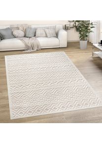 Teppich Paco Home "Livorno 673", beige (creme), B:60cm H:14mm L:100cm, Polypropylen, Teppiche, Teppich, Uni-Farben, Scandi, Rauten Muster, Hoch-Tief Effekt, Outdoor geeignet