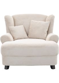 XXL-Sessel OTTO HOME "Oase, B: 120 cm, Sitzh&ouml;he: 50 cm - OTTO. Verl&auml;ssliche Qualit&auml;t.", beige (creme), B:120cm H:101cm T:142cm, 100% Polyester, Sessel, XXL-Sessel, Loungesessel mit 2 Zierkissen & Massivholzf&uuml;&szlig;e