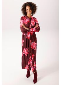 Maxikleid Aniston CASUAL, Damen, Gr. 42, N-Gr, bunt (dunkelbordeaux, rosa, orange, rot, lila, ros&eacute;), Web, Obermaterial: 100% Viskose, bedruckt, gebl&uuml;mt, figurumspielend kn&ouml;chelfrei, 1-Knopf-Manschette, Kleider Maxikleid, mit gro&szlig;fl&auml;chigen Batik-Bl&uuml;ten bedruckt - NEUE KOLLEKTION