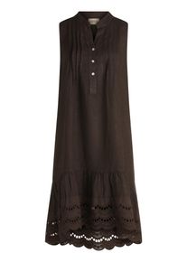 Bodykleid Cartoon "Casual-Kleid mit Stickerei", Damen, Gr. 42, EURO, braun (dunkelbraun), Obermaterial: 100% Leinen LI., Kleider Bodykleid