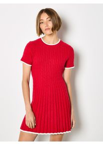Strickkleid Apricot "Skater-Minikleid", Damen, Gr. L (40), N-Gr, rot, Strick, Obermaterial: 30% Polyester PES. 28% Viskose CV. 24% sonstige Fasern AF. 18% Polyamid PA., uni, Kleider Strickkleid, mit Zopfmuster