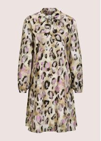 Madeleine Mode Sommerkleid MADELEINE "Kleid Flie&szlig;endes Design mit Animal-Print", Damen, Gr. 46, N-Gr, schwarz (schwarz, malve, multicolor), Obermaterial: 100% Polyester PES., Modern, V-Ausschnitt, Kleider Sommerkleid, V-Ausschnitt mit Schluppe