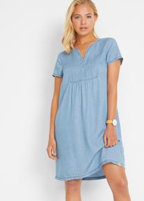 Jeanskleid bonprix, Damen, Gr. 40, N-Gr, Kurzarm, Denim/Jeans, blau (hellblau denim), Denim/Jeans, Obermaterial: 100% Lyocell (TENCEL&trade;), A-Linie, Kleider Jeanskleid, f&uuml;r den Casual-Anlass, aus Lyocell (TENCEL&trade;), mit kurzem Arm
