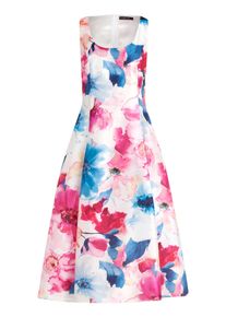 Cocktailkleid Vera Mont "Cocktailkleid mit Kellerfalten", Damen, Gr. 38, EURO, bunt (cream, pink), Obermaterial: 100% Polyester PES., Kleider Cocktailkleid
