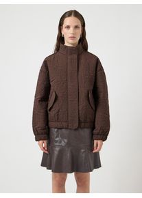 Blouson Y.A.S "YASFIPURA LS QUILTED JACKET S. NOOS", Damen, Gr. 36, braun (chocolate braun), Web, Obermaterial: 100% Polyester, unifarben, regular fit normal, elastischer Bund, Jacken Blouson, Kunstfaser, elastische B&uuml;ndchen