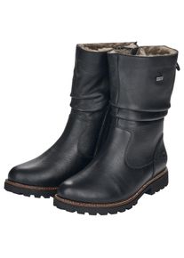 Winterstiefel Remonte, Damen, Gr. 42, Lammfell Warmfutter, schwarz, Leder, unifarben, Schuhe Winterstiefel, Blockabsatz, Winterboots mit Falten am slouchy Schaft, schmale Form