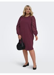 Midikleid Only CARMAKOMA "CARDONNA L/S MIX O-NECK MIDI DRESS JRS", Damen, Gr. XL, N-Gr, Langarm, Jersey, lila (fig), Jersey, Obermaterial: 60% Baumwolle, 40% Polyester, unifarben, Midi, Rundhals, Kleider Midikleid, Baumwollmischung