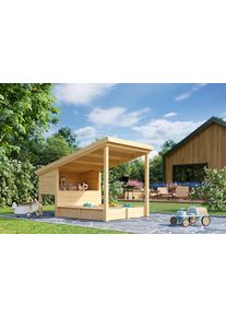 Sandkasten Nordic Holz "PIPPI 1", beige (natur), B:164cm H:178,98cm T:220cm, Massivholz, Sandk&auml;sten, Sandkasten, Spielelement mit &Uuml;berdachung, BxTxH: 164x220x179 cm