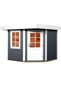 Gartenhaus Weka "Designhaus 213 Gr.2", schwarz-wei&szlig; (anthrazit, wei&szlig;, naturbelassen), Fu&szlig;boden im Gartenhaus, ohne Dacheindeckung, Massivholz, Gartenh&auml;user, Gartenhaus