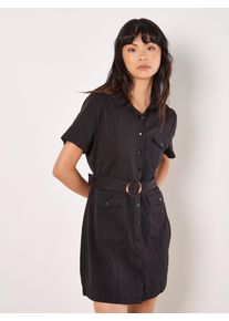 Shirtkleid Apricot "Cargo-Kleid", Damen, Gr. L (40), N-Gr, schwarz, Obermaterial: 56% Baumwolle CO. 42% Lyocell CLY. 2% Elasthan EL., uni, Kleider Shirtkleid, mit Schnalle