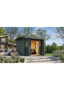 Gartenhaus Weka "Amberley", gr&uuml;ngrau, anthrazit, Fu&szlig;boden im Gartenhaus, ohne Dacheindeckung, Massivholz, Gartenh&auml;user, Gartenhaus, verschiedene Farben