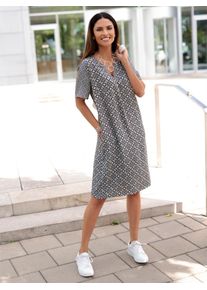 Tunikakleid Inspirationen "Tunika-Kleid", Damen, Gr. 38, Normalgr&ouml;&szlig;en, blau (dunkeltaupe, marine, bedruckt), 100% Viskose, bedruckt, gemustert, mehrfarbig, kurz, V-Ausschnitt, Kleider Tunikakleid