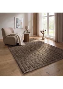 Designteppich the carpet "Elisa", braun, B:160cm H:15mm L:220cm, Polyester, Polypropylen (PP), Teppiche, Designteppich, mit klaren geometrischen Formen und Linien