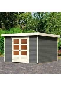 Gartenhaus Karibu "Arnis 6", grau (terragrau), ohne Fu&szlig;boden, ohne Dacheindeckung, Holzwerkstoff, Gartenh&auml;user, Gartenhaus, naturbelassen oder terragrau