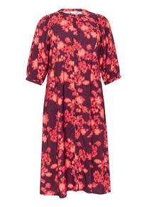 Midikleid Kaffe CURVE "Damen Kleid KCmaddi", Damen, Gr. 52, N-Gr, rot (rot tone graphic print), Obermaterial: 85% Viskose LENZING ECOVERO CV LenzEcov. 15% Nylon NY., Kleider Midikleid
