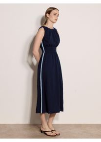 Midikleid Apricot "Midi-Kleid mit H&auml;kelspitze und Smokarbeit", Damen, Gr. XS (34), N-Gr, blau (navy), gewebt, Obermaterial: 100% Baumwolle CO., uni, Modern, Kleider Midikleid, Smokarbeit