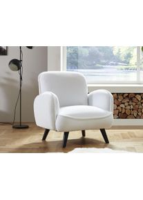 Sessel OTTO HOME "Ben", wei&szlig;, B:88cm H:84cm T:86cm, Sessel, Sessel, mit Wellenunterfederung, Massivholzf&uuml;&szlig;e, frei im Raum stellbar