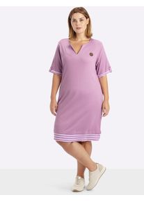 Shirtkleid sheego "Jersey-Kleid", Damen, Gr. 52, Normalgr&ouml;&szlig;en, orchidee, 50% Baumwolle, 50% Modal, unifarben, kurz, Rundhals, Kleider Shirtkleid