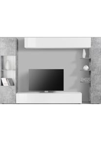 Wohnwand OTTO HOME "Sorano", wei&szlig; (wei&szlig; matt, wei&szlig; hochglanz lack, beton, optik), Kastenm&ouml;bel-Sets, Wohnwand, Kompaktwohnwand mit viel Stauraum