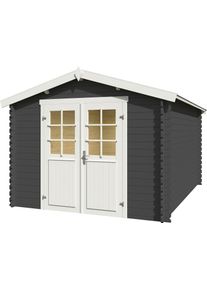 Gartenhaus Lasita Maja "NORAH 380", grau (carbongrau), ohne Fu&szlig;boden, ohne Dacheindeckung, Massivholz, Gartenh&auml;user, Gartenhaus