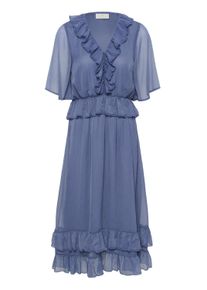 Midikleid Kaffe "Damen Kleid KAdemi", Damen, Gr. 38, N-Gr, blau (crown blau), Obermaterial: 100% Polyester PES., Kleider Midikleid