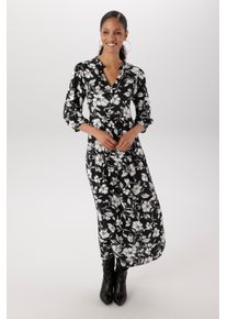 Maxikleid Aniston SELECTED, Damen, Gr. 36, N-Gr, schwarz, wei&szlig;, Web, Obermaterial: 100% Viskose, bedruckt, gebl&uuml;mt, gemustert, figurumspielend wadenlang, V-Ausschnitt, mit innenliegendem Gummizug, Kleider Maxikleid, mit fantasievollen und malerischen Blumendruck - NEUE KOLLEKTION, Topseller