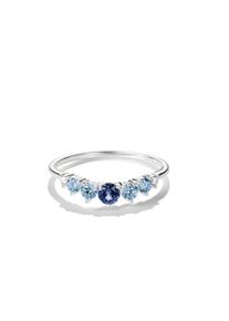 Fingerring Thomas Sabo "Midnight Sky Ring Silber" Gr. 58, blau (silberfarben, wei&szlig;, blau), Fingerringe, Damen, 58, Silber 925 (recycelt), Fingerring, mit Zirkonia (synth.), Glas-Keramik Stein